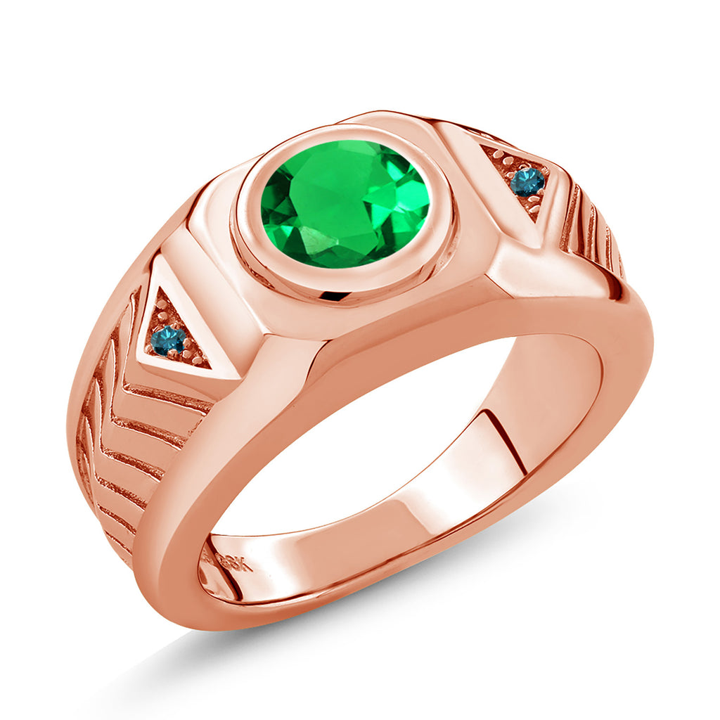 Nano Emerald - May_7_Ring in 925 Rose Gold Plated Silver