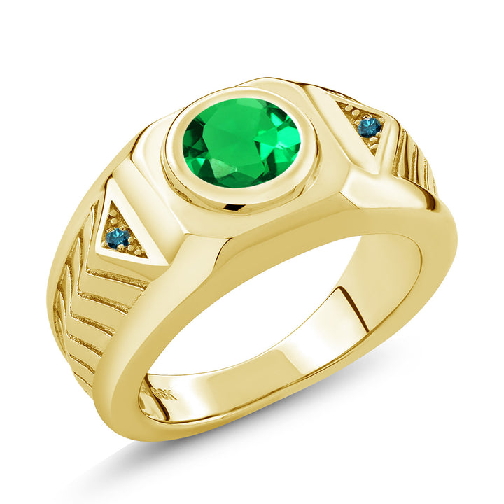 Nano Emerald - May_8_Ring in 925 Yellow Gold Plated Silver
