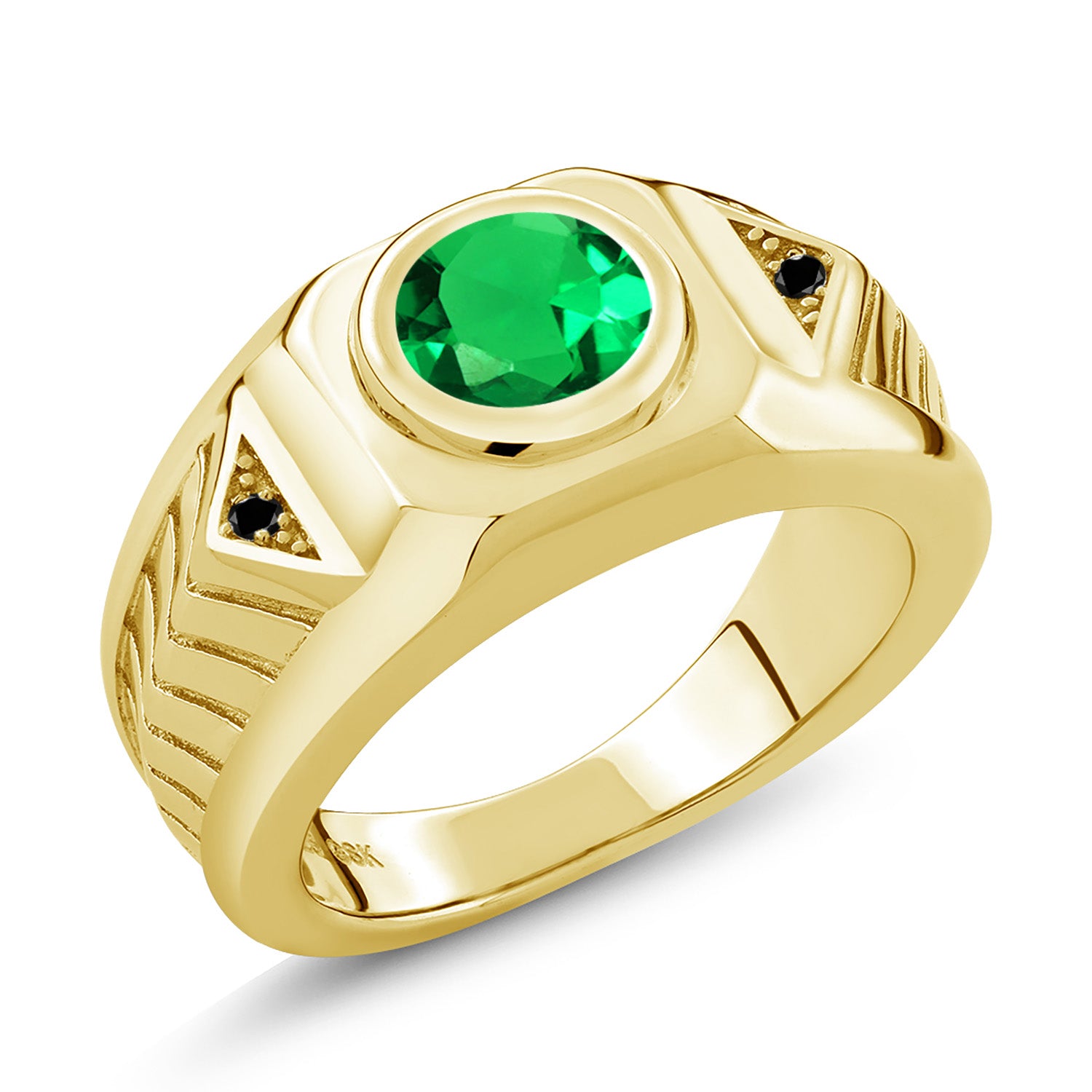 Nano Emerald - May_11_Ring in 925 Yellow Gold Plated Silver