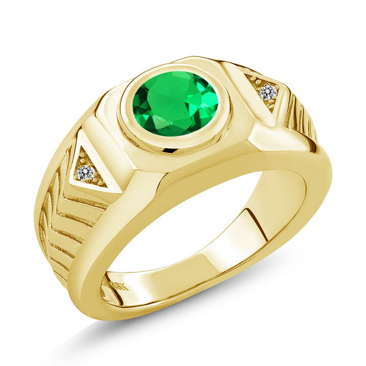 Nano Emerald - May_8_Ring in 925 Yellow Gold Plated Silver