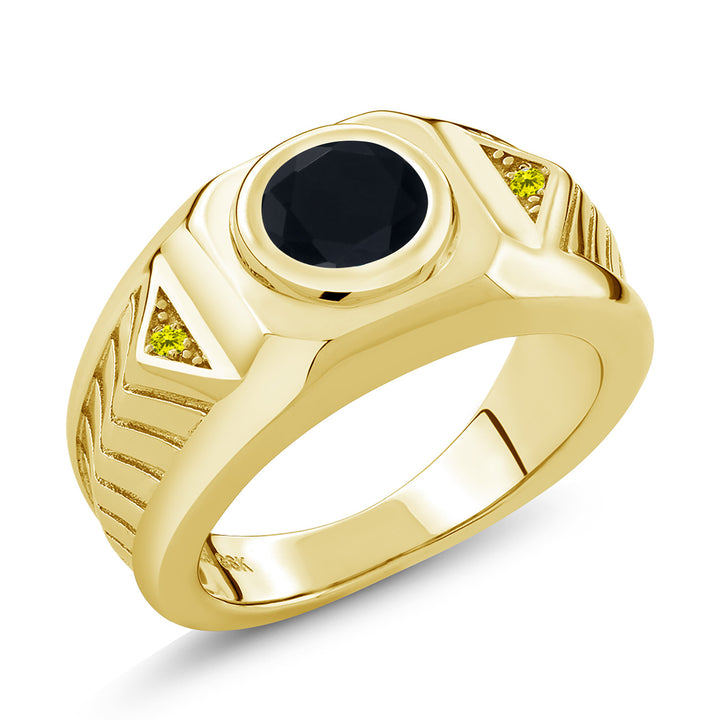 Onyx - December_10_Ring in 925 Yellow Gold Plated Silver