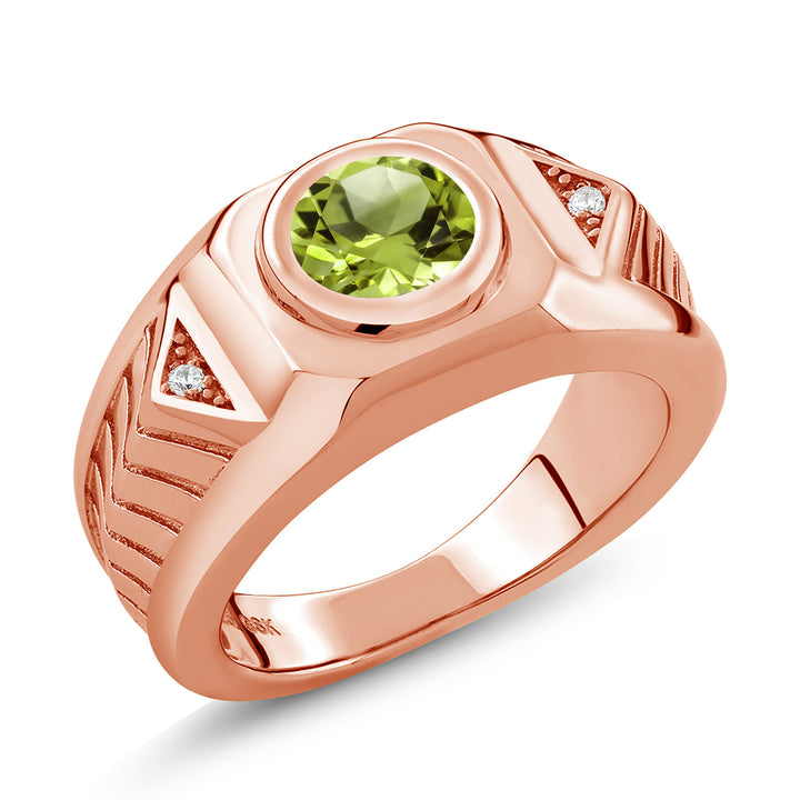 Peridot - August_8_Ring in 925 Rose Gold Plated Silver