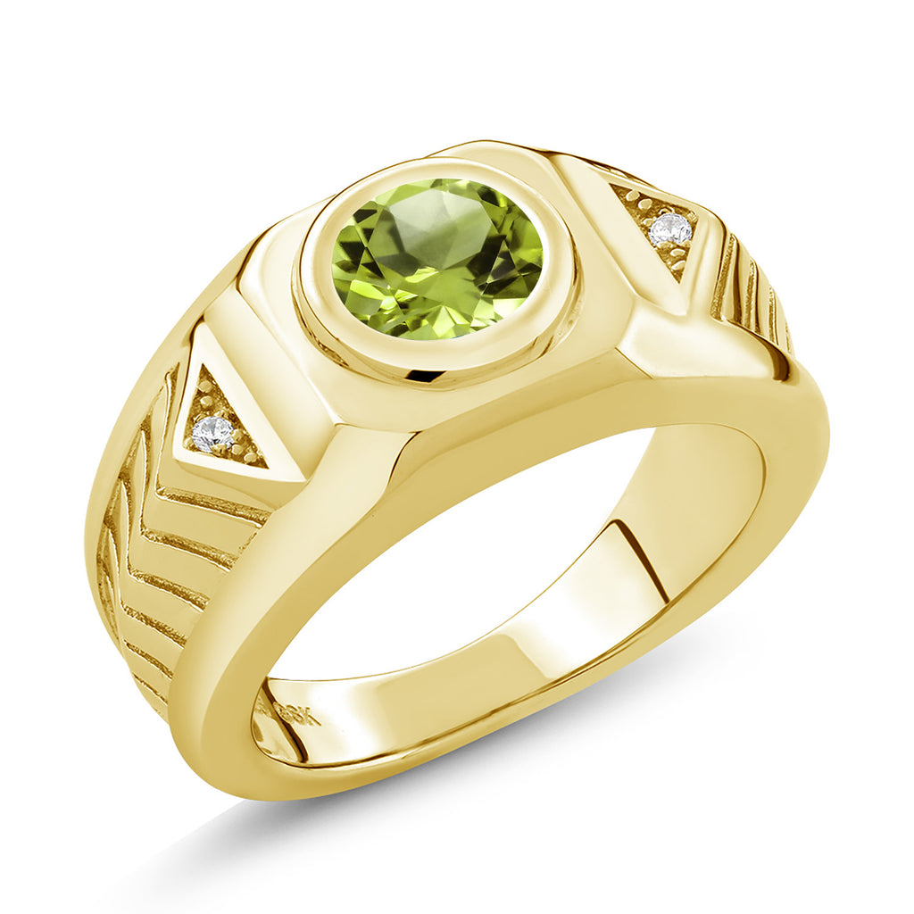 Peridot - August_11_Ring in 925 Yellow Gold Plated Silver
