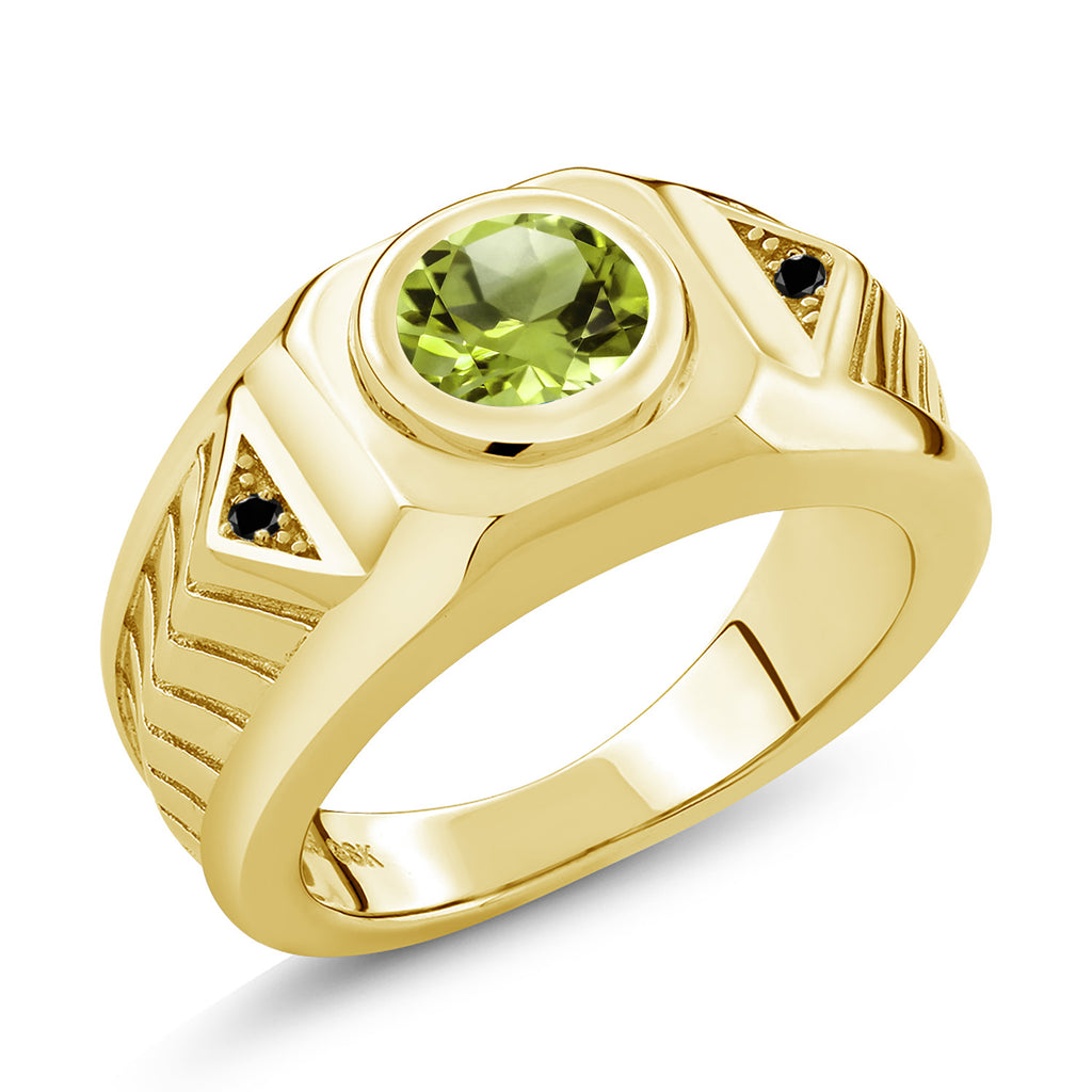 Peridot - August_13_Ring in 925 Yellow Gold Plated Silver