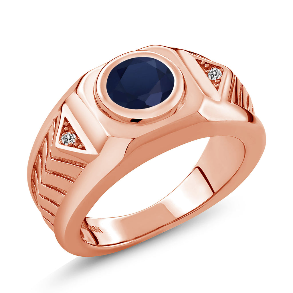 Blue Sapphire - September_13_Ring in 925 Rose Gold Plated Silver