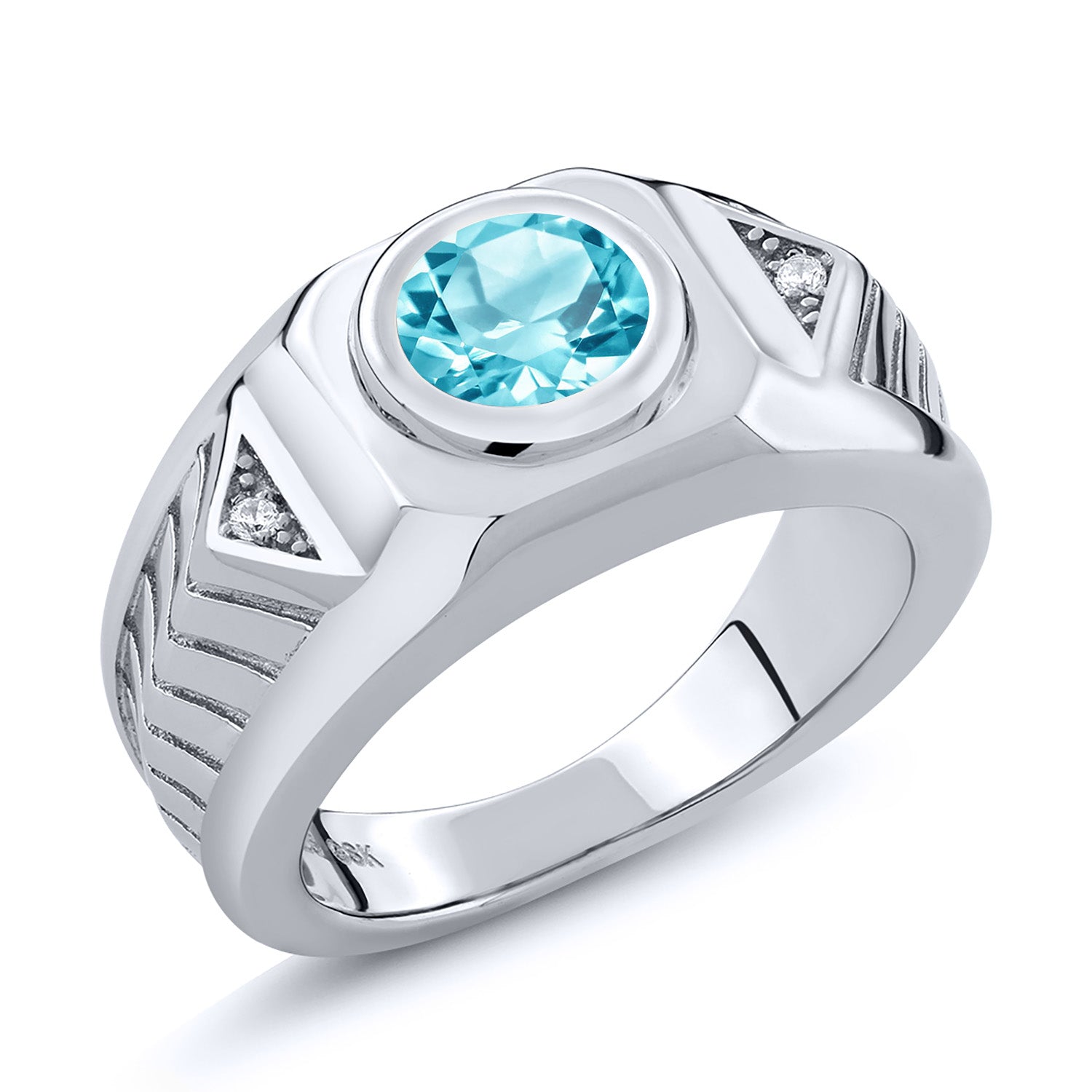 Swiss Blue Topaz - November_8_Ring in 925 Sterling Silver