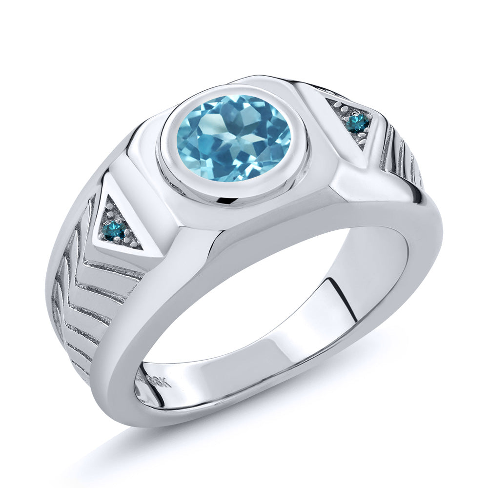 Swiss Blue Topaz - November_8_Ring in 925 Sterling Silver