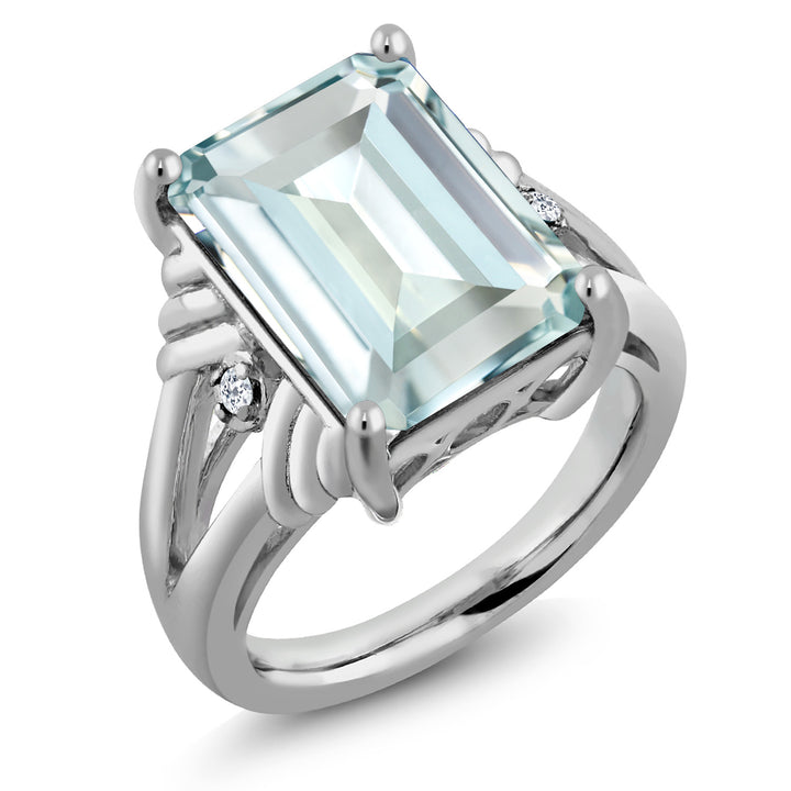 Created Aquamarine - March_5_Ring in 925 Sterling Silver