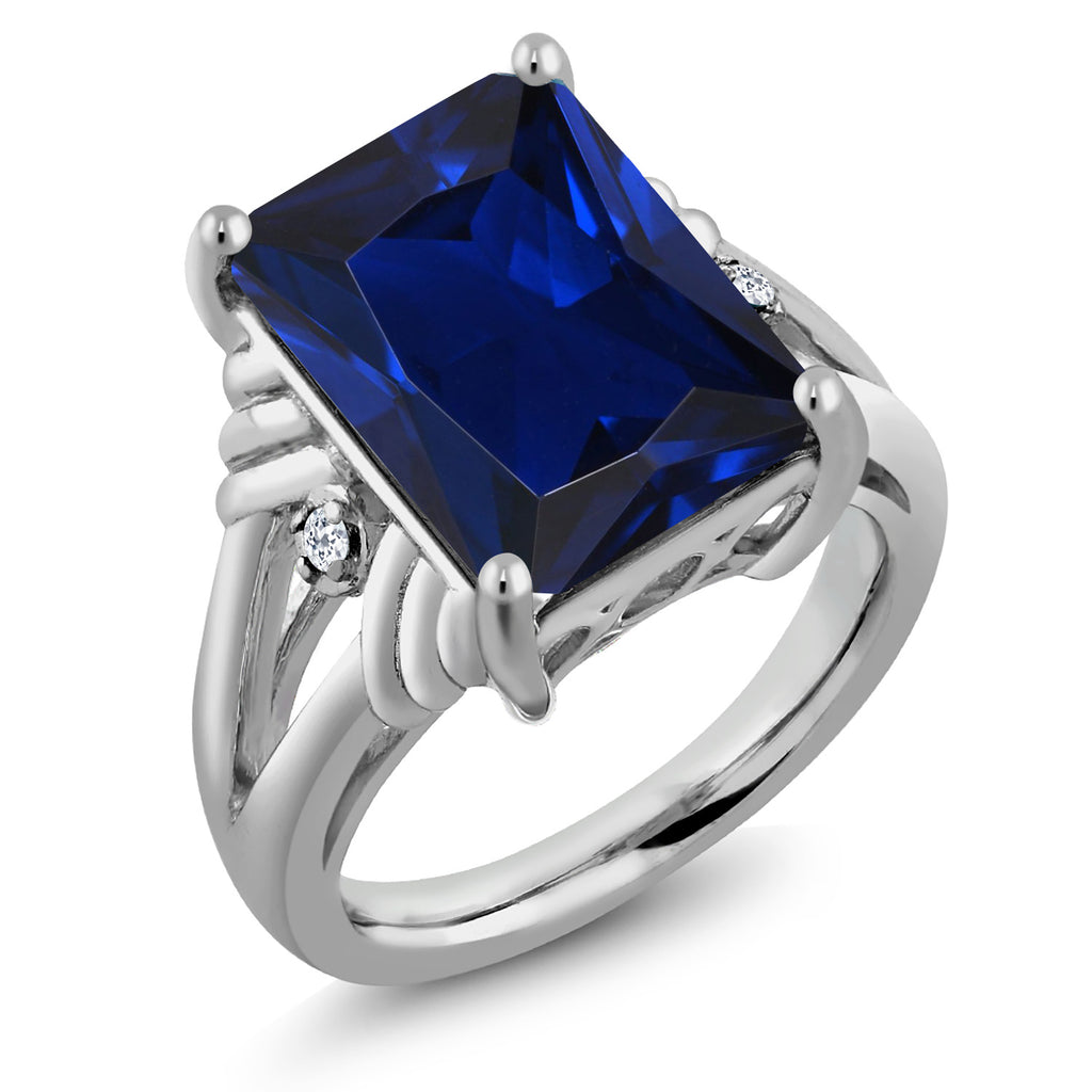 Blue Created Sapphire - September_6_Ring in 925 Sterling Silver