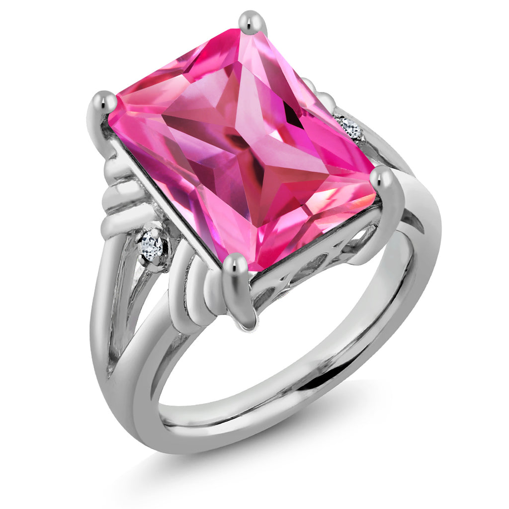 Pink Created Sapphire - September_6_Ring in 925 Sterling Silver