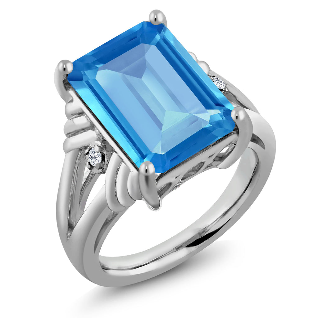 Swiss Blue Topaz - November_9_Ring in 925 Sterling Silver