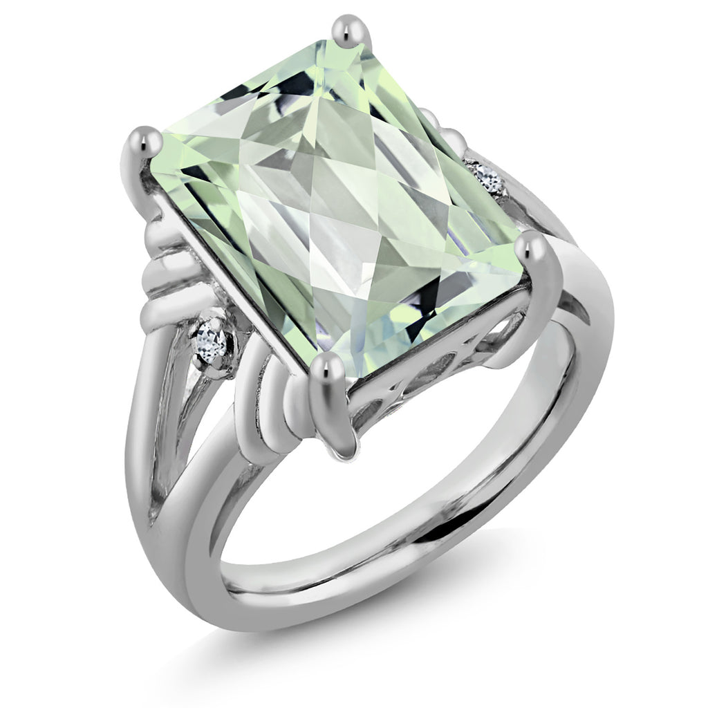 Prasiolite-Checkerboard_7_Ring in 925 Sterling Silver