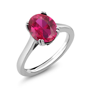 Created Ruby and Moissanite_6_Ring in 925 Sterling Silver