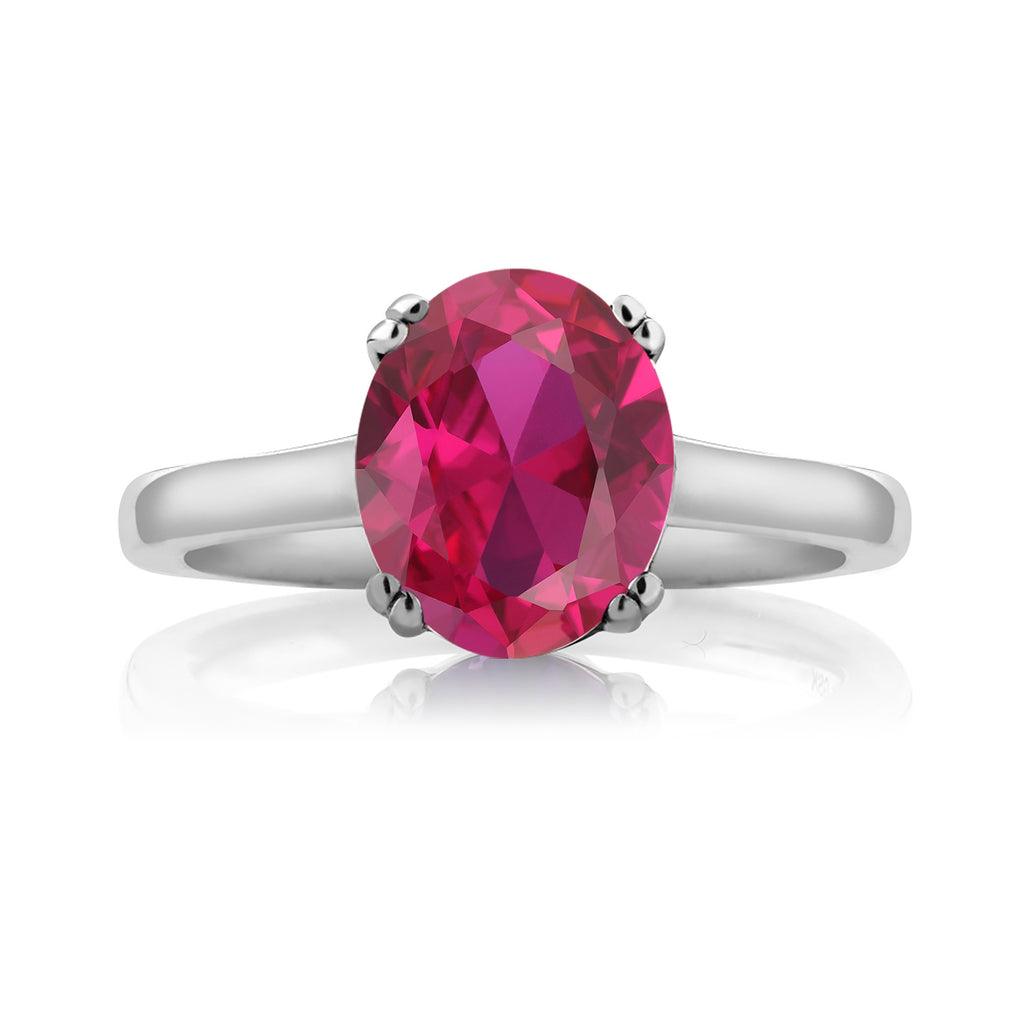 Created Ruby and Moissanite_6_Ring in 925 Sterling Silver