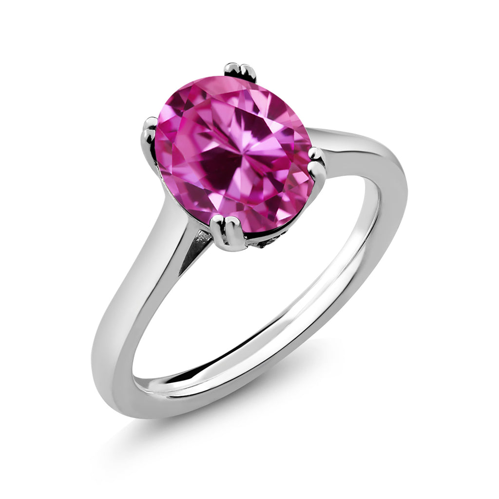 Pink Created Sapphire - September_6_Ring in 925 Sterling Silver