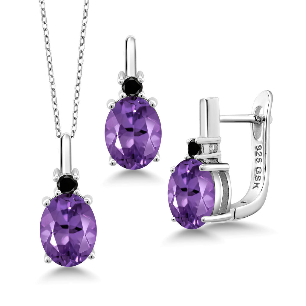 Amethyst - February_Pendant Earrings Set in 925 Sterling Silver