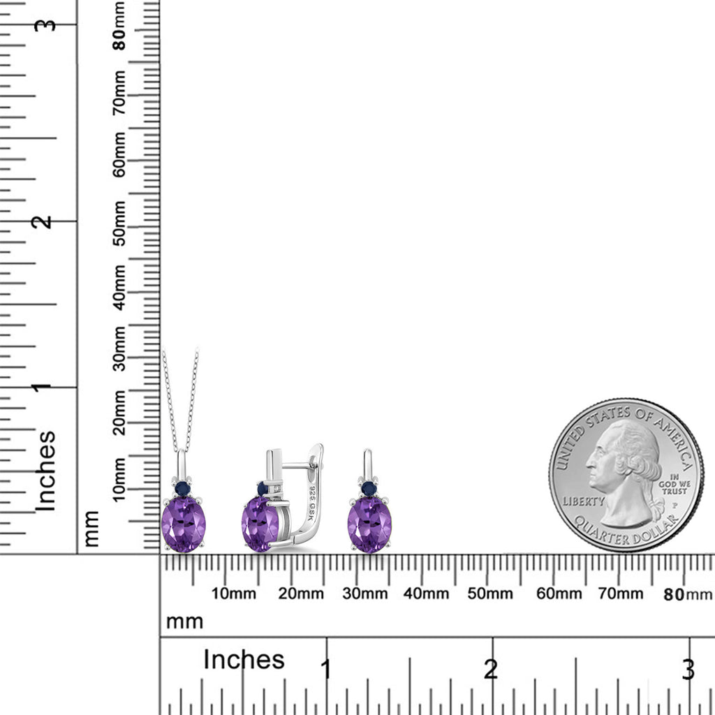 Amethyst - February_Pendant Earrings Set in 925 Sterling Silver