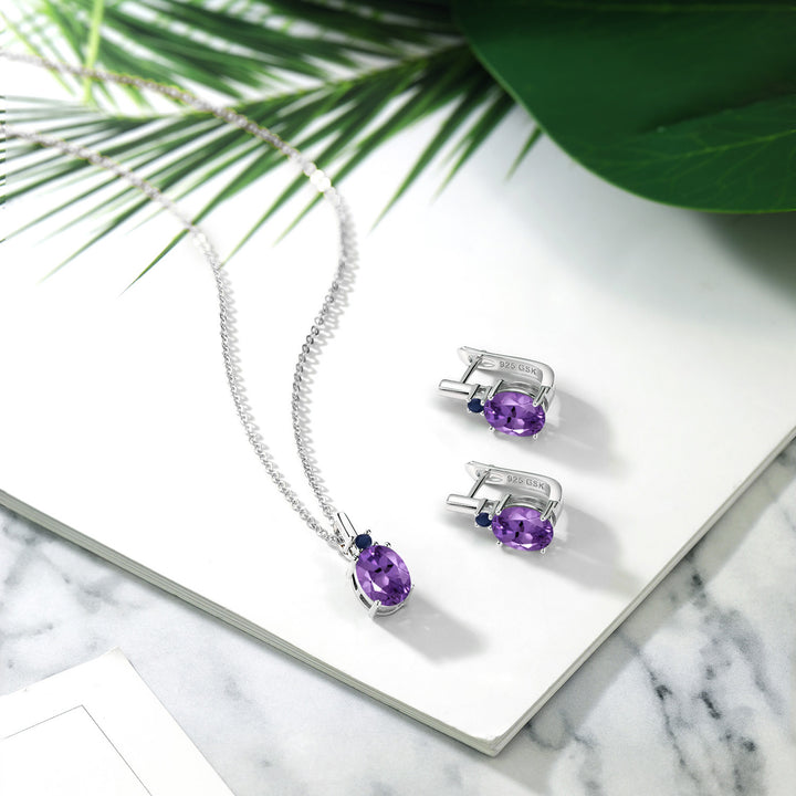 Amethyst - February_Pendant Earrings Set in 925 Sterling Silver