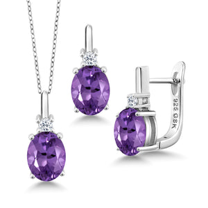 Amethyst - February_Pendant Earrings Set in 925 Sterling Silver