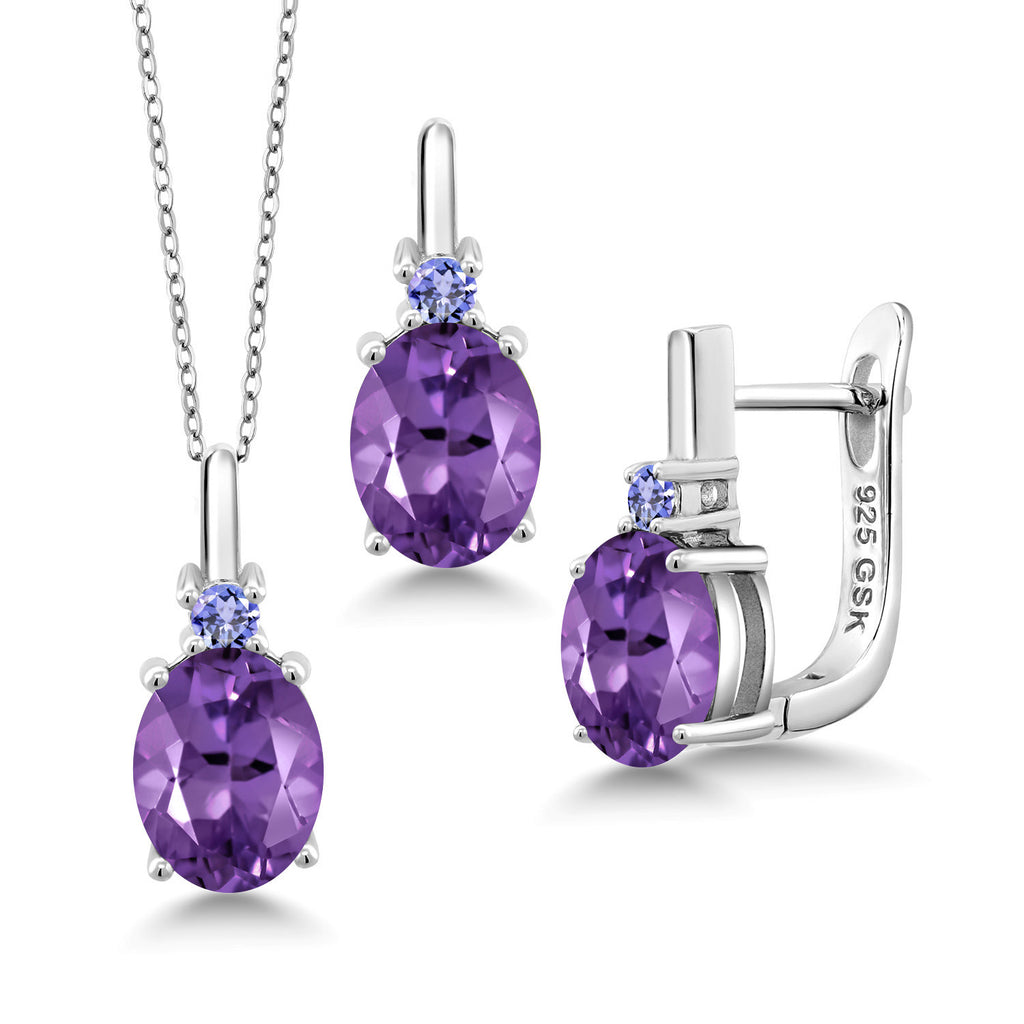 Amethyst - February_Pendant Earrings Set in 925 Sterling Silver