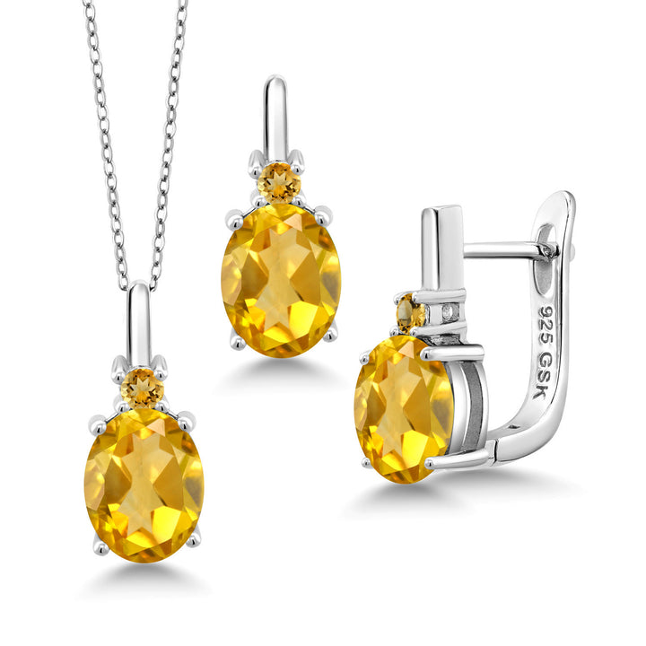 Citrine - November_Pendant Earrings Set in 925 Sterling Silver