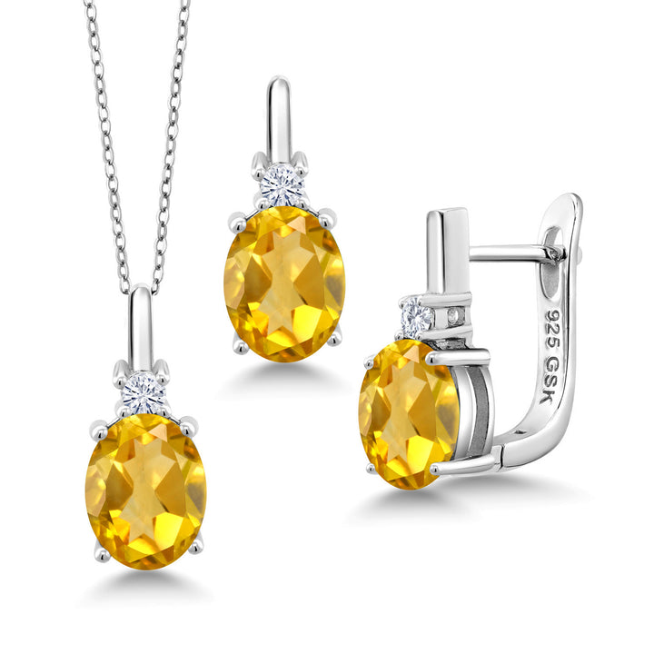 Citrine - November_Pendant Earrings Set in 925 Sterling Silver