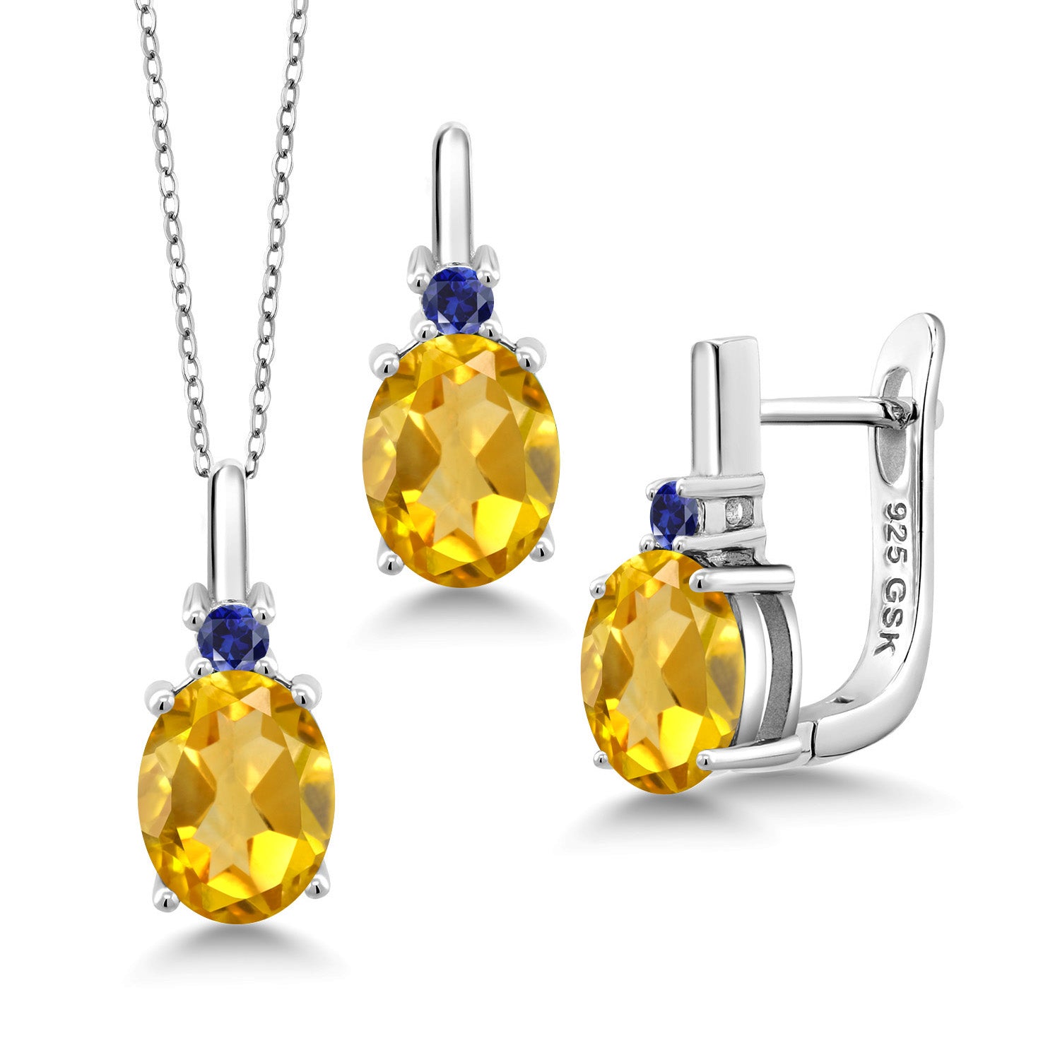 Citrine - November_Pendant Earrings Set in 925 Sterling Silver