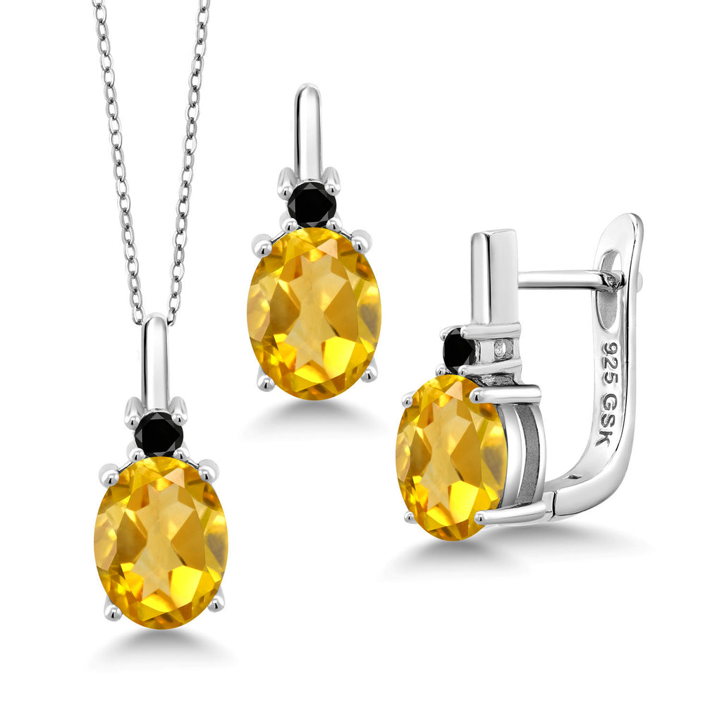 Citrine - November_Pendant Earrings Set in 925 Sterling Silver