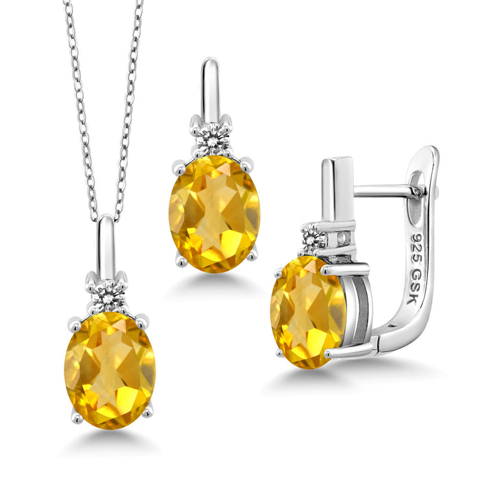 Citrine - November_Pendant Earrings Set in 925 Sterling Silver
