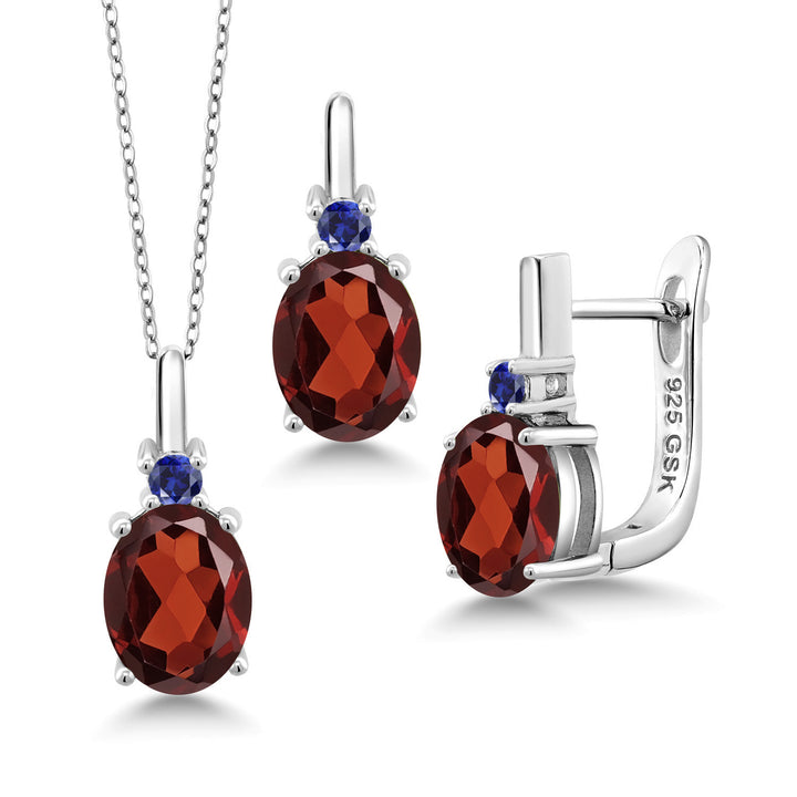 Garnet - January_Pendant Earrings Set in 925 Sterling Silver