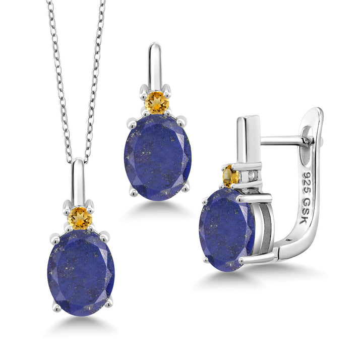 Blue Lapis_Pendant Earrings Set in 925 Sterling Silver