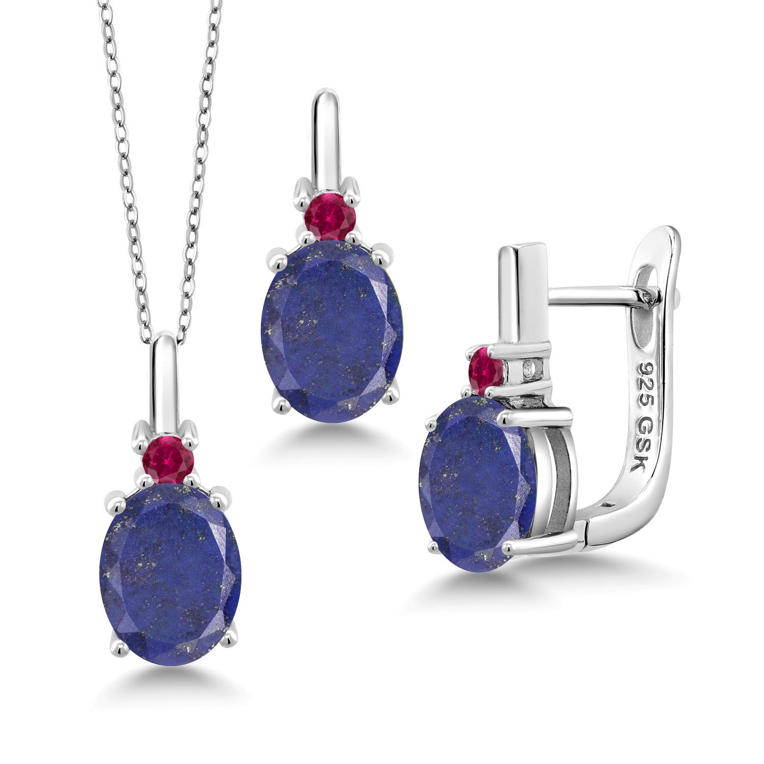 Blue Lapis_Pendant Earrings Set in 925 Sterling Silver