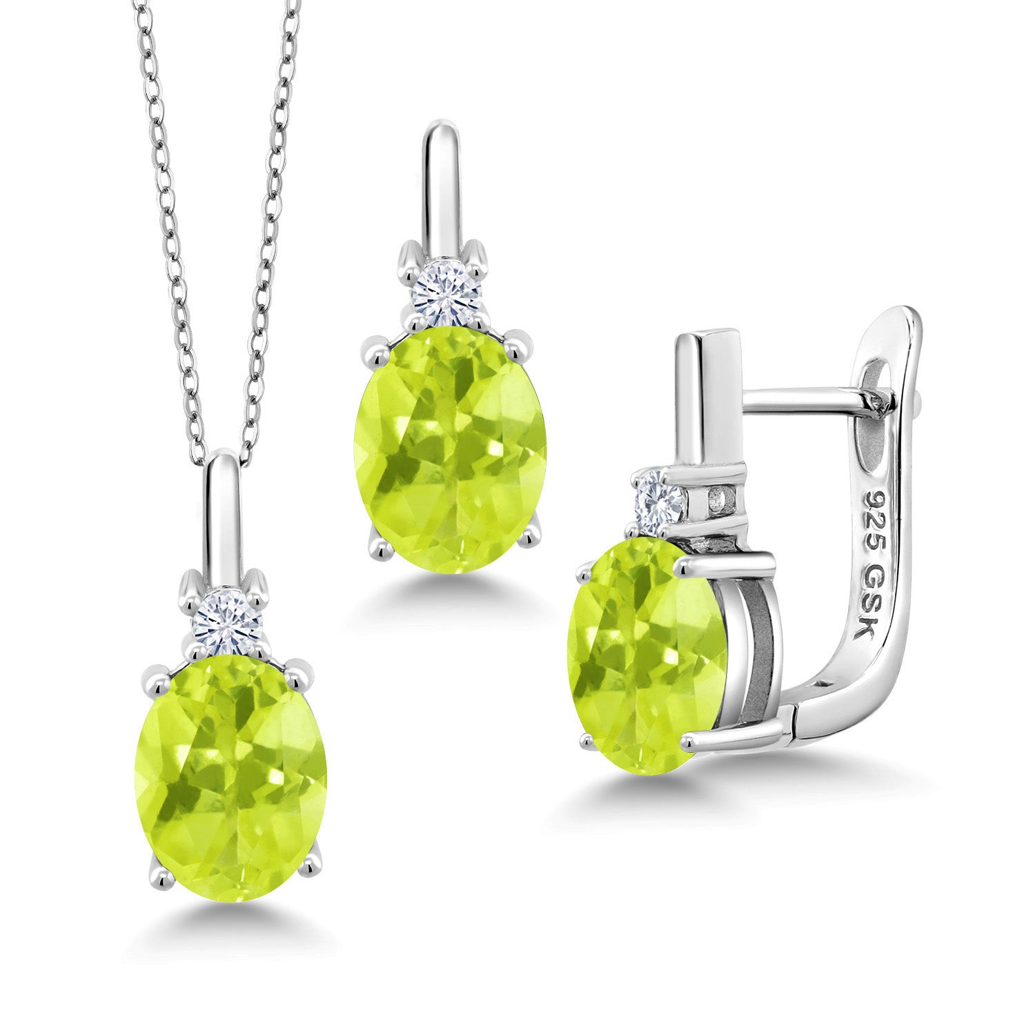 Lemon Quartz_Pendant Earrings Set in 925 Sterling Silver