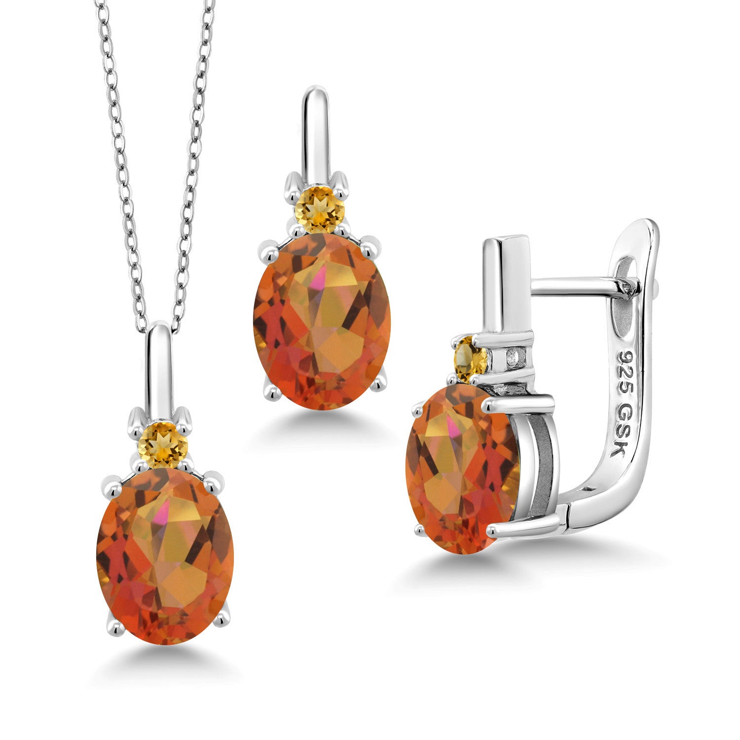 Mystic Quartz_Pendant Earrings Set in 925 Sterling Silver