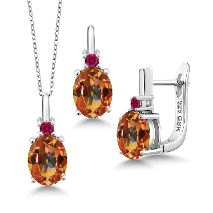 Ecstasy Mystic Topaz_Pendant Earrings Set in 925 Sterling Silver