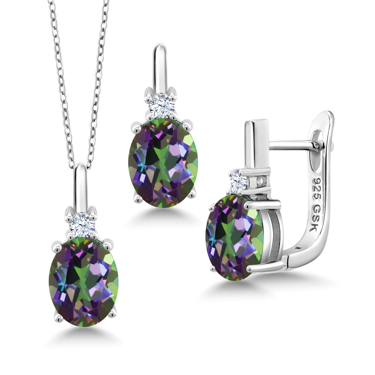 Green Mystic Topaz_Pendant Earrings Set in 925 Sterling Silver