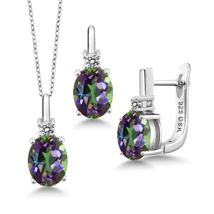Green Mystic Topaz_Pendant Earrings Set in 925 Sterling Silver