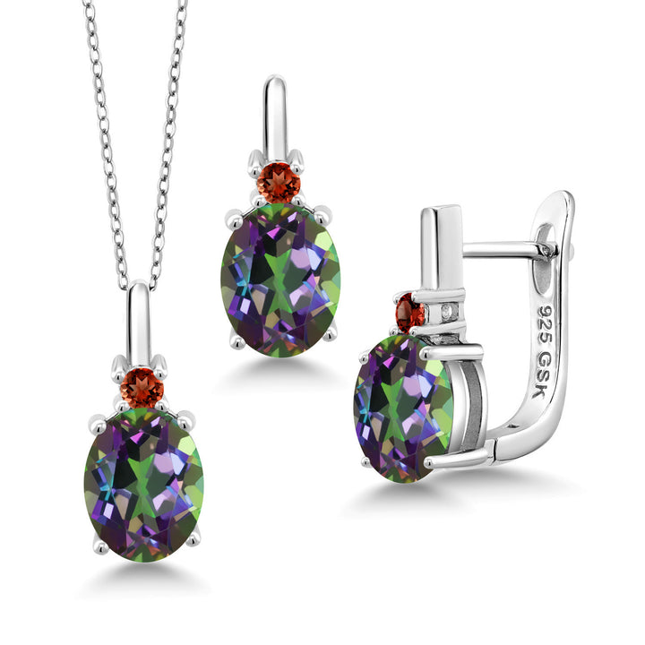 Green Mystic Topaz_Pendant Earrings Set in 925 Sterling Silver