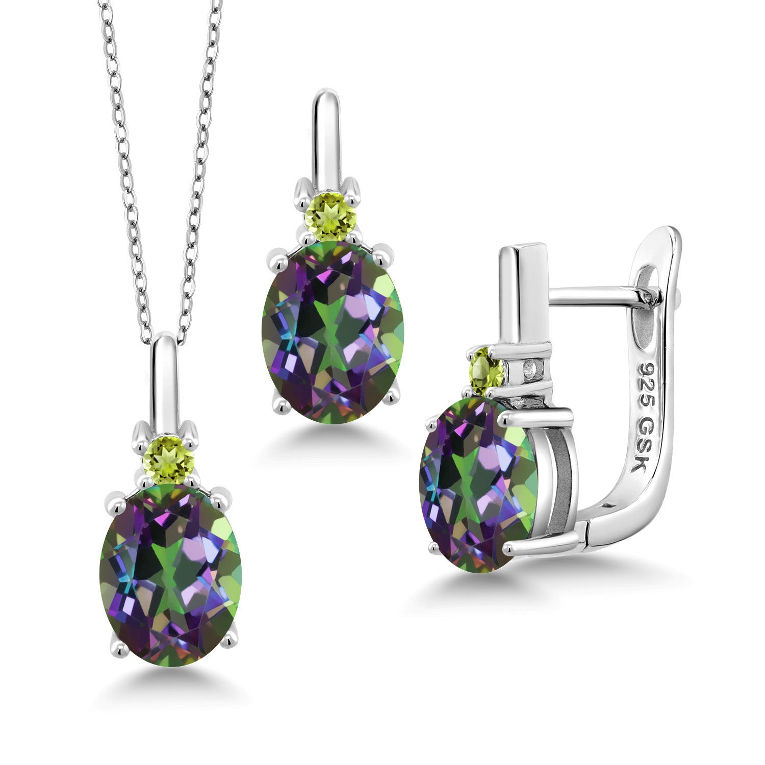 Green Mystic Topaz_Pendant Earrings Set in 925 Sterling Silver