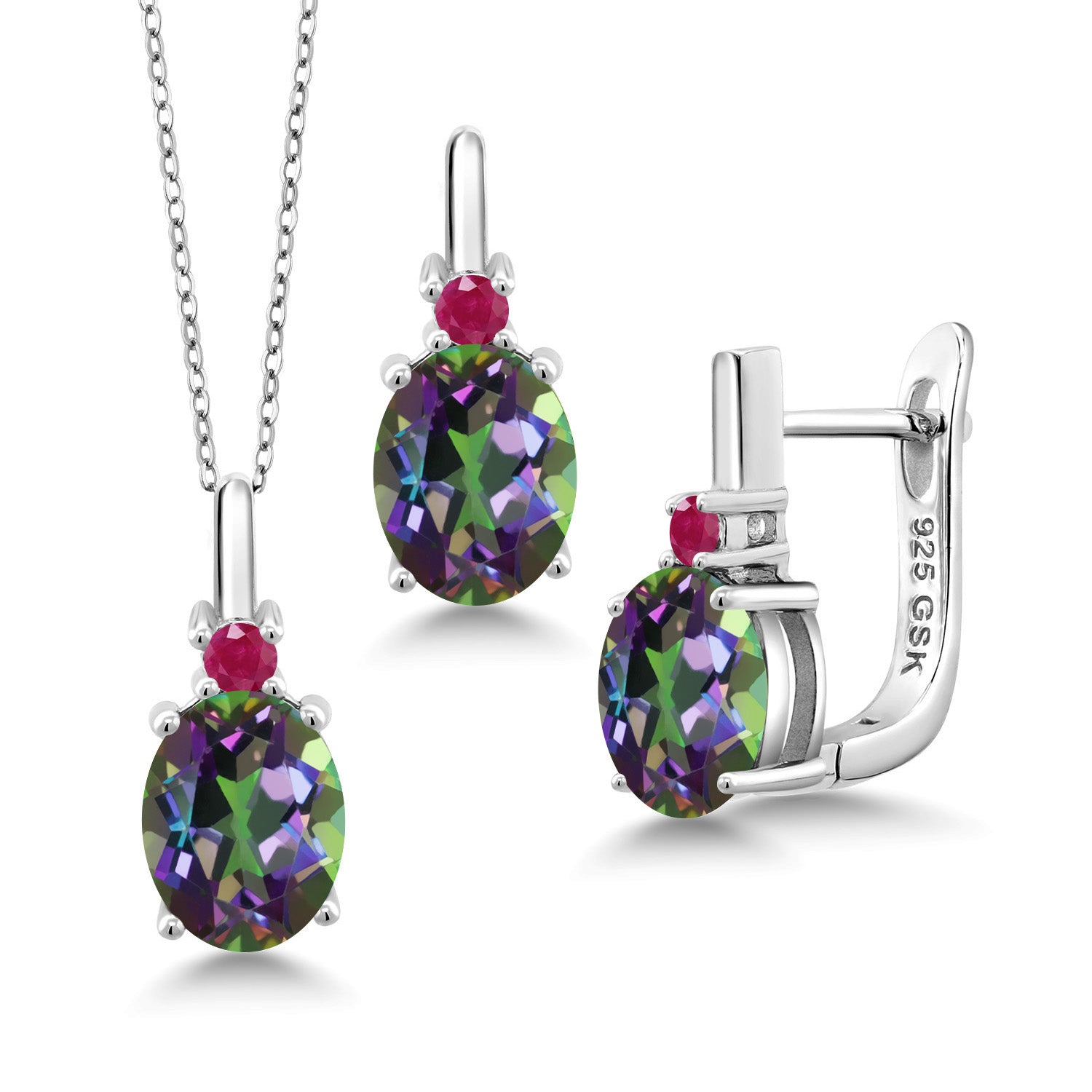 Green Mystic Topaz_Pendant Earrings Set in 925 Sterling Silver