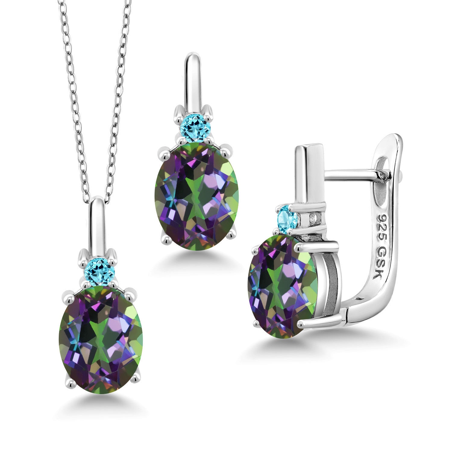Green Mystic Topaz_Pendant Earrings Set in 925 Sterling Silver