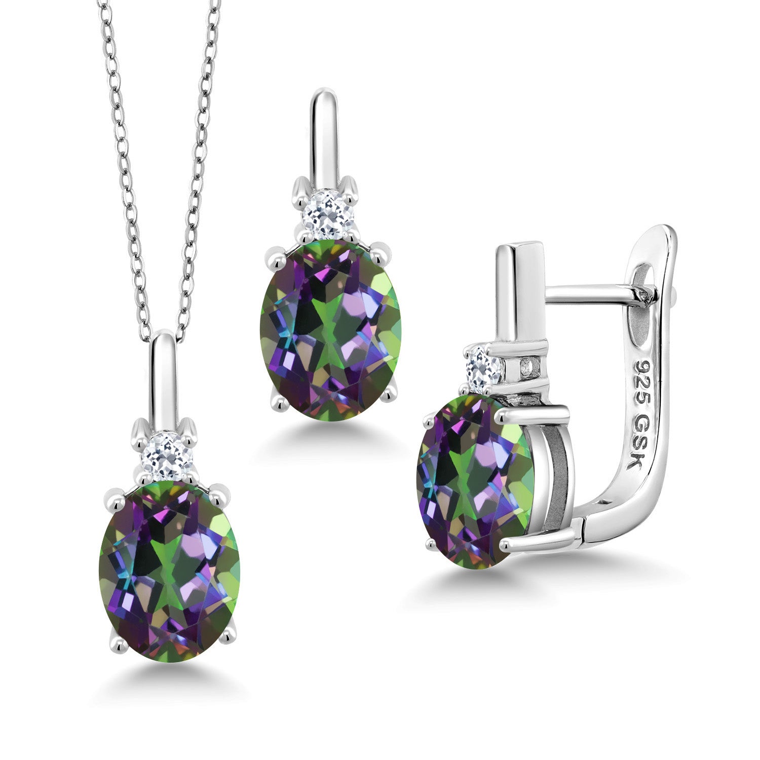 Green Mystic Topaz_Pendant Earrings Set in 925 Sterling Silver