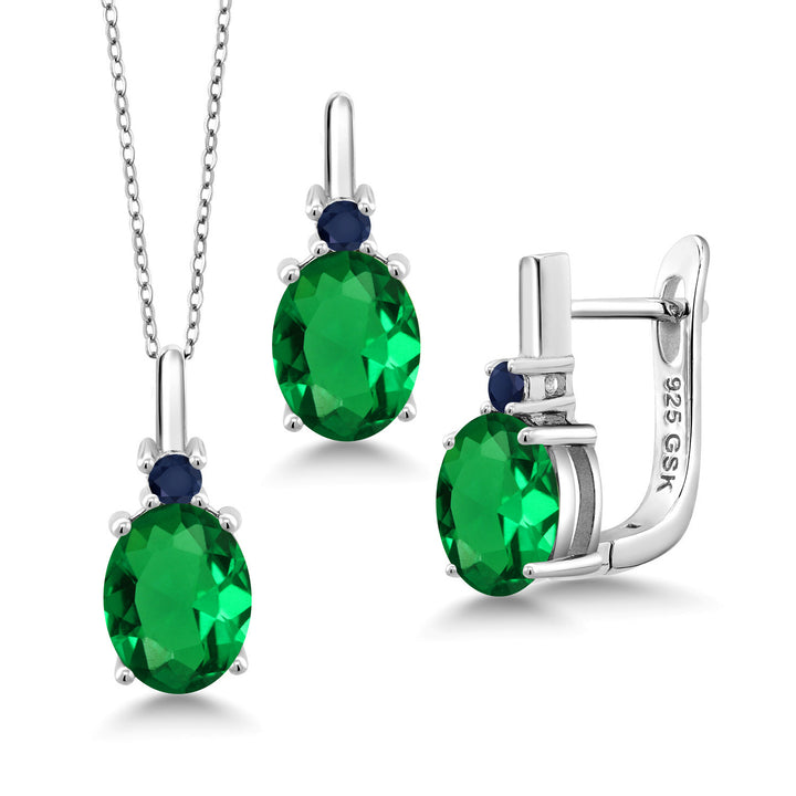 Nano Emerald - May_Pendant Earrings Set in 925 Sterling Silver