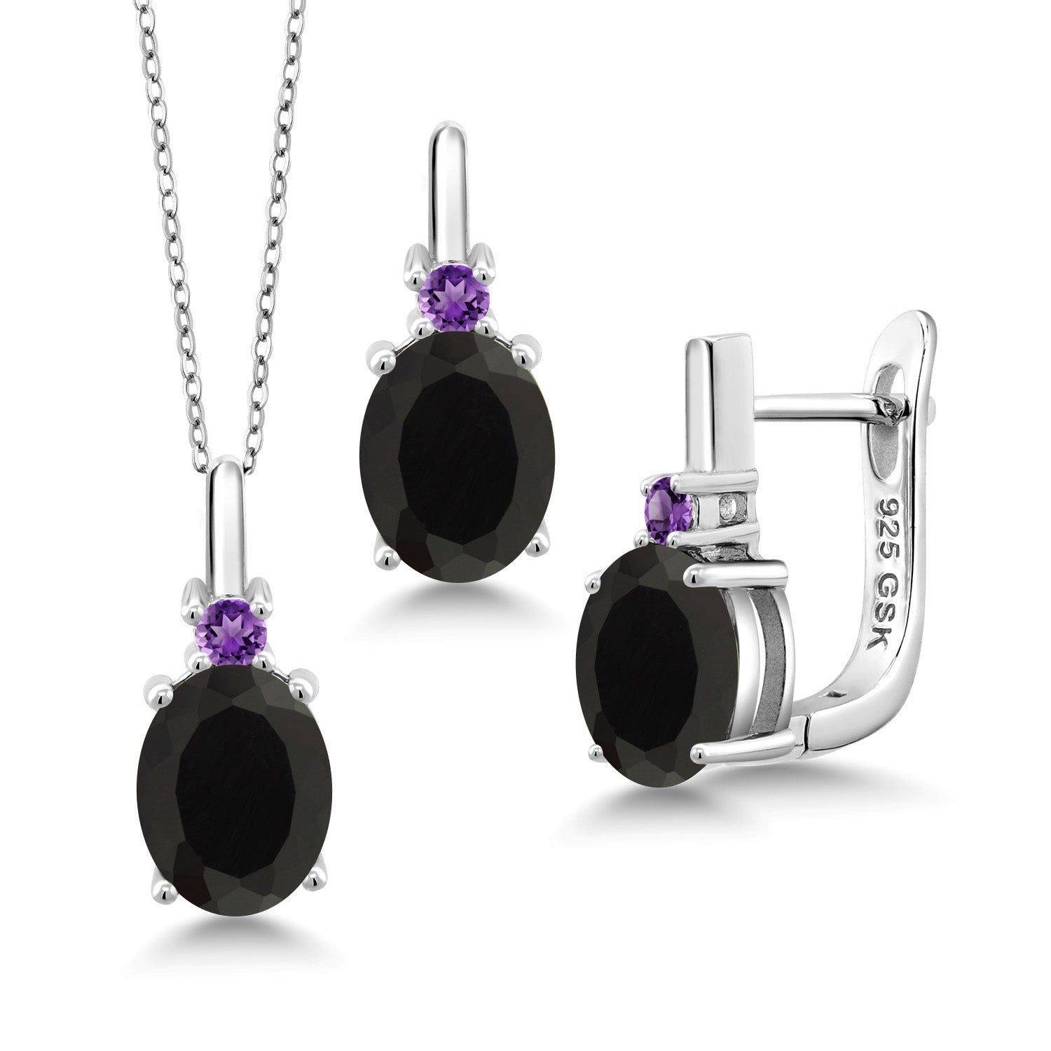 Onyx - December_Pendant Earrings Set in 925 Sterling Silver