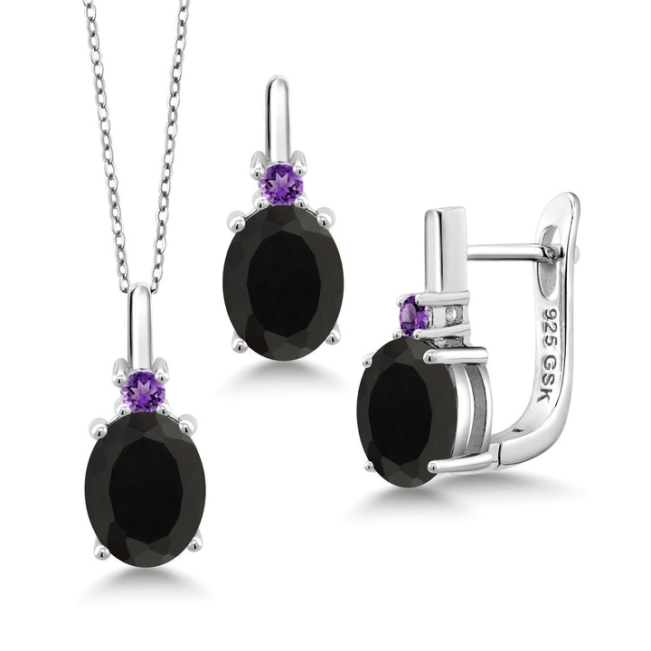 Onyx - December_Pendant Earrings Set in 925 Sterling Silver