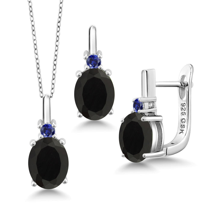 Onyx - December_Pendant Earrings Set in 925 Sterling Silver