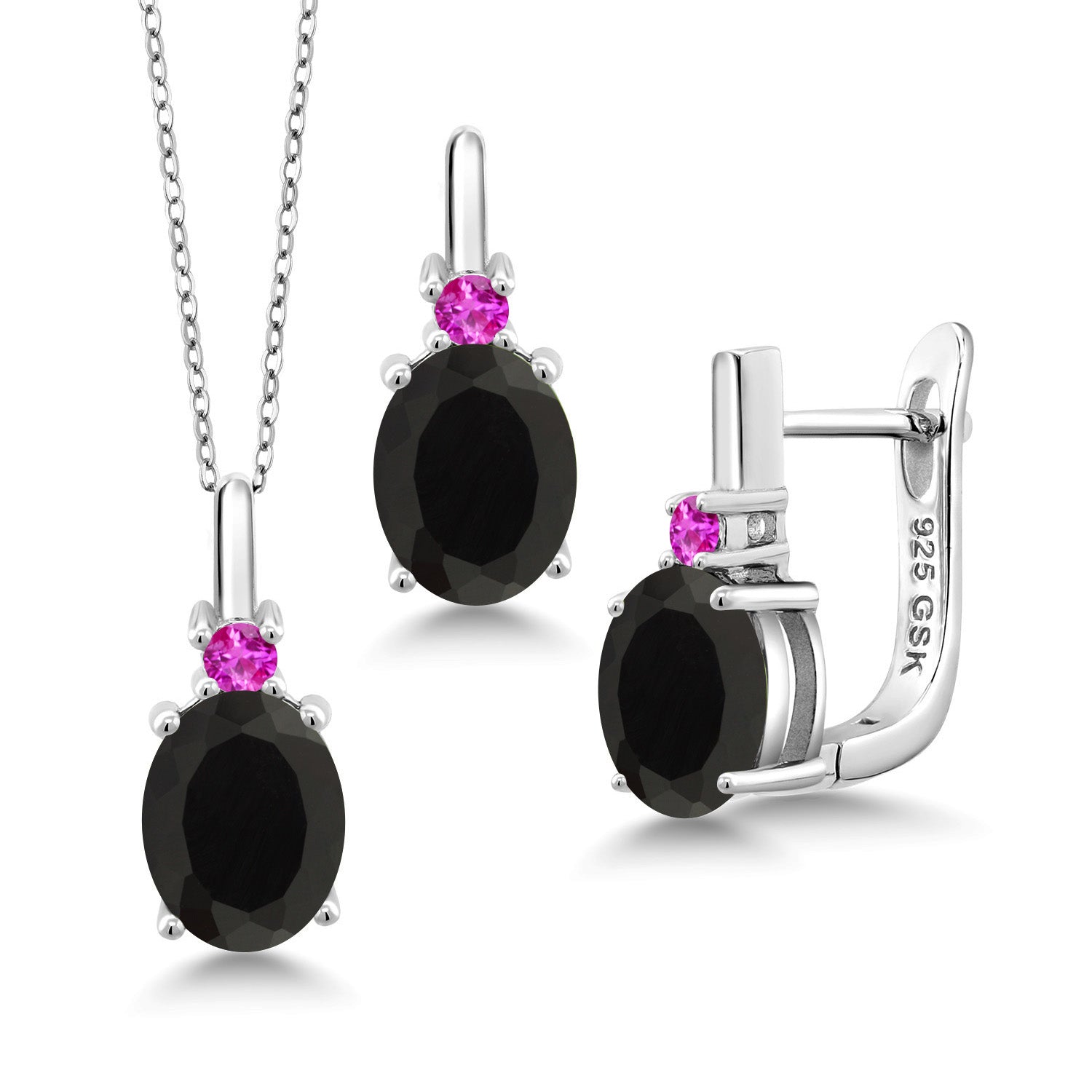 Onyx - December_Pendant Earrings Set in 925 Sterling Silver