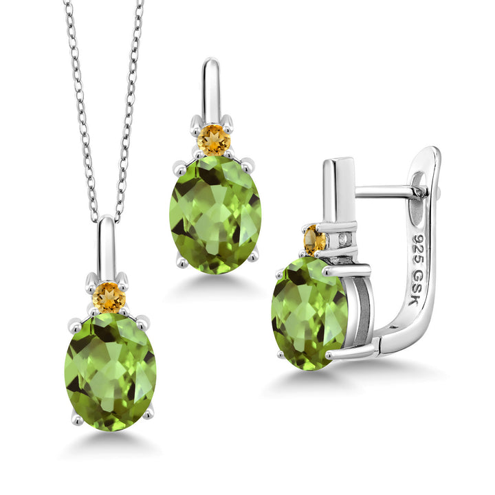 Peridot - August_Pendant Earrings Set in 925 Sterling Silver