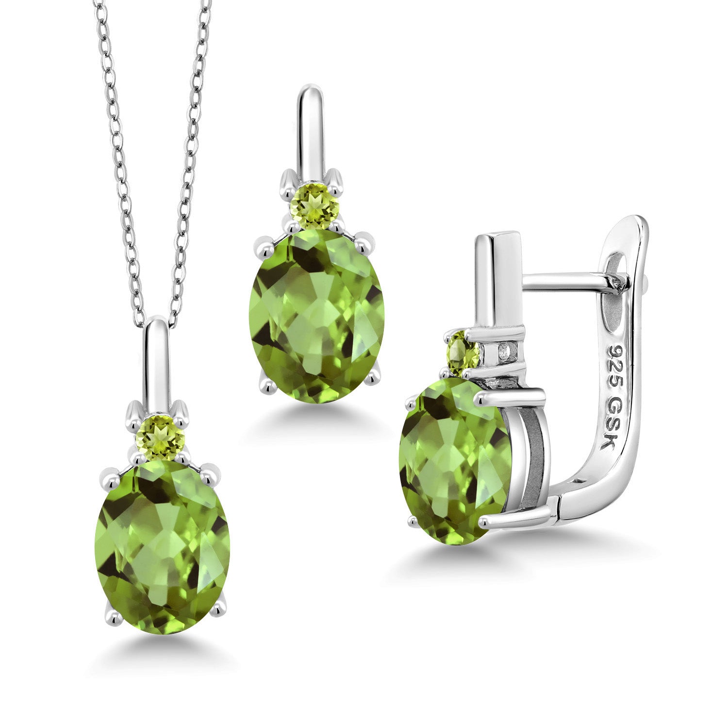 Peridot - August_Pendant Earrings Set in 925 Sterling Silver