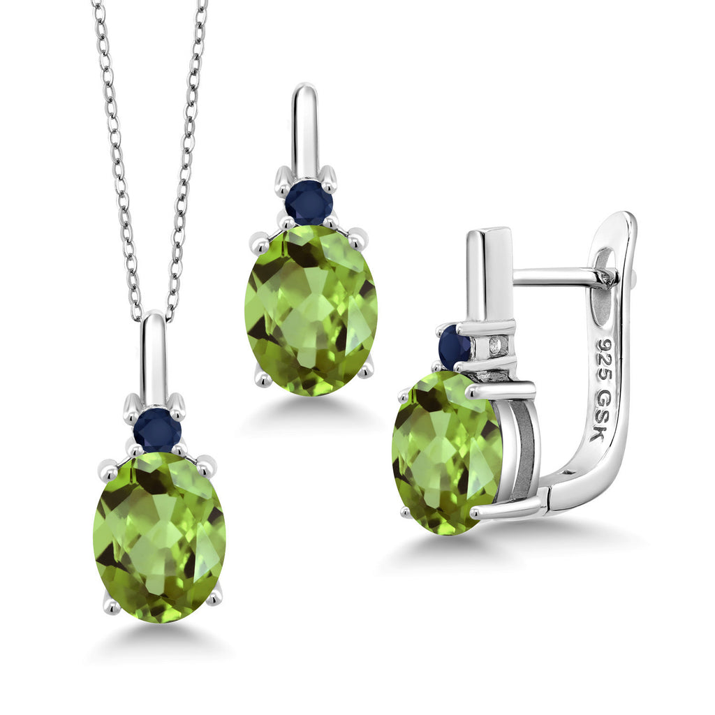 Peridot - August_Pendant Earrings Set in 925 Sterling Silver